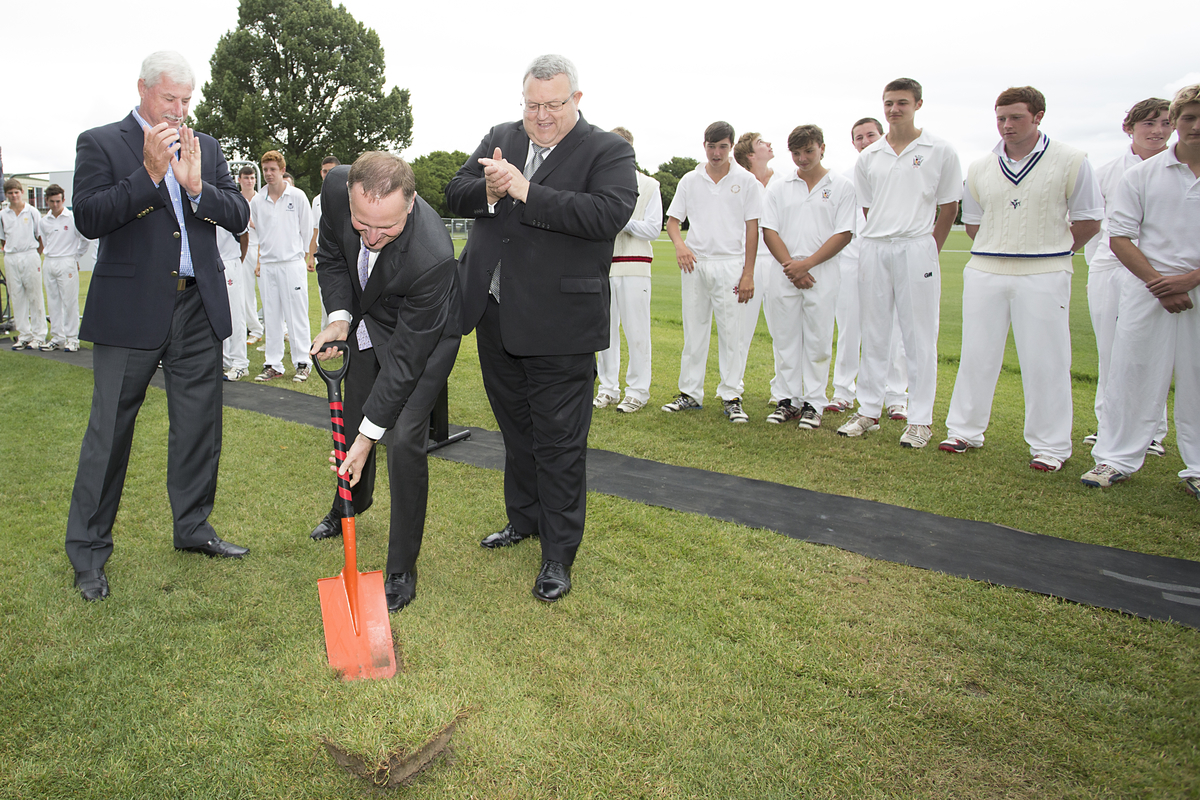 Prime Minister turns sod at Hagley Oval